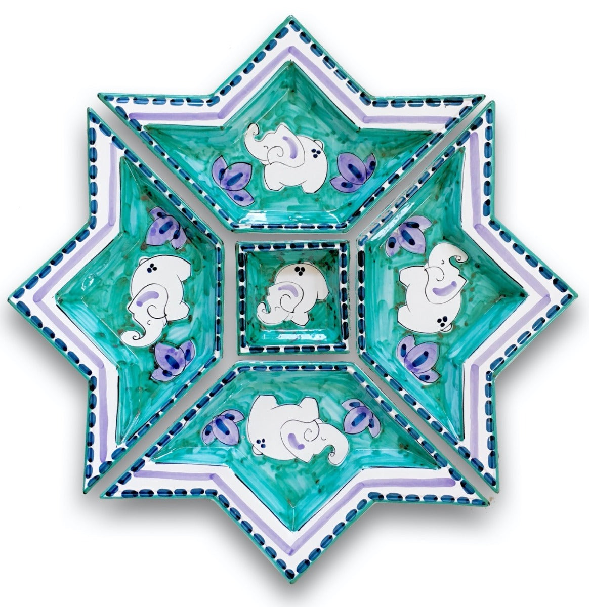 Antipastiera a Stella in Ceramica Vietrese DECORI MISTI