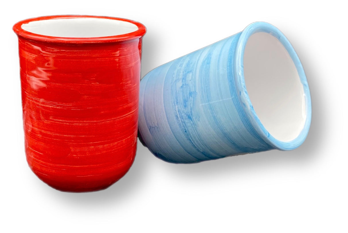 Bicchiere porta spazzolini da denti in ceramica vietrese DECORO MONOCOLORE