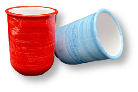 Bicchiere porta spazzolini da denti in ceramica vietrese DECORO MONOCOLORE