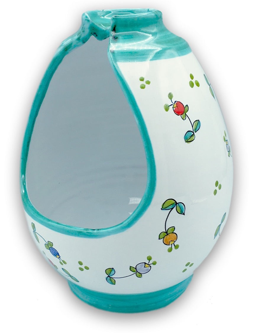 Porta scopino in ceramica vietrese DECORO CAMPANELLE