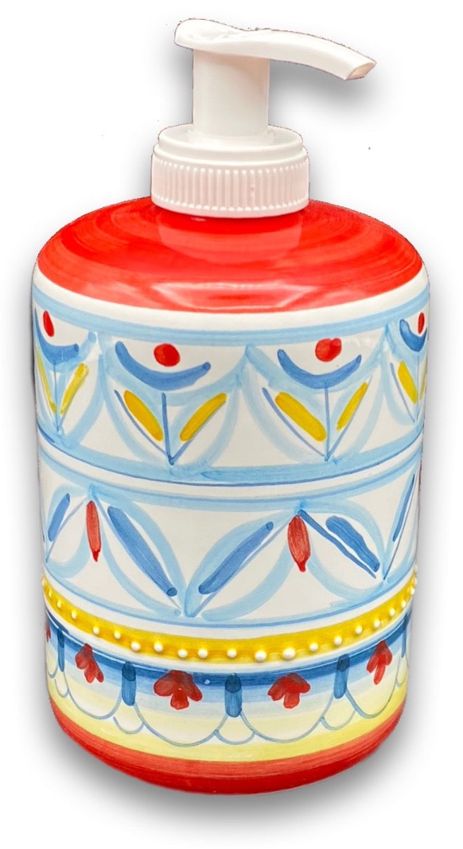 Dosatore sapone mani in ceramica vietrese DECORO GEOMETRICO RAVELLO NEW