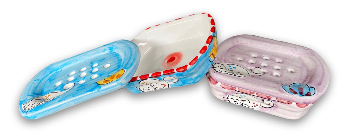 Saponiera contenitore in ceramica vietrese DECORO GATTO NEW