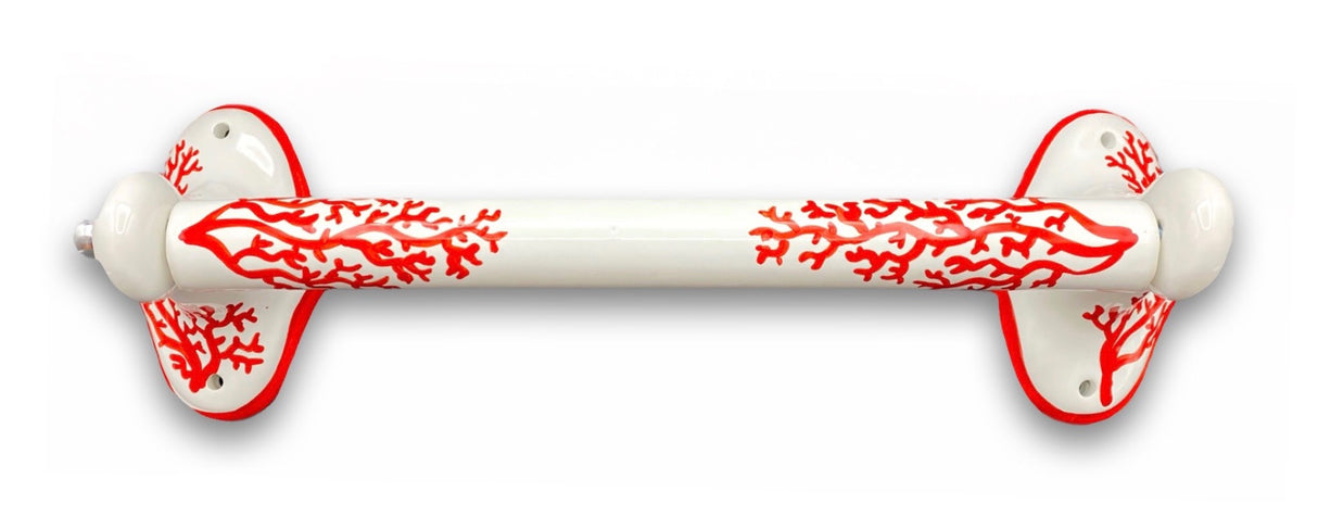 Asta porta asciugamani in ceramica vietrese DECORO CORALLO NEW