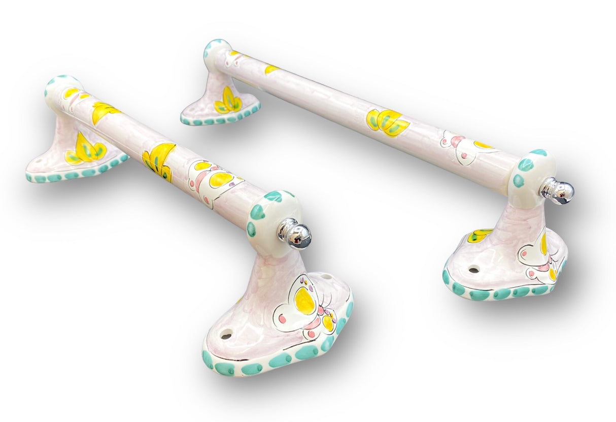 Asta Porta Asciugamani in ceramica vietrese DECORO FARFALLA NEW