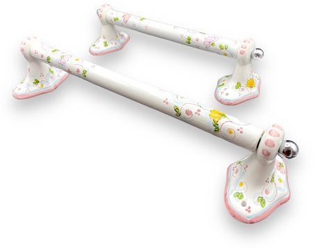 ASTA PORTA ASCIUGAMANI IN CERAMICA VIETRESE DECORO PRIMULA NEW