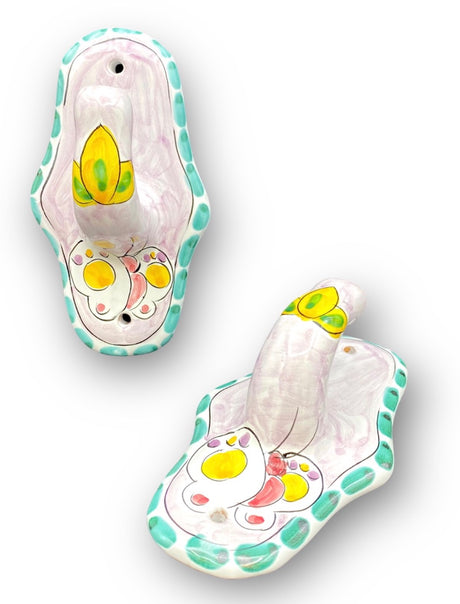 Gancio Porta Accappatoio in ceramica vietrese DECORO FARFALLA NEW