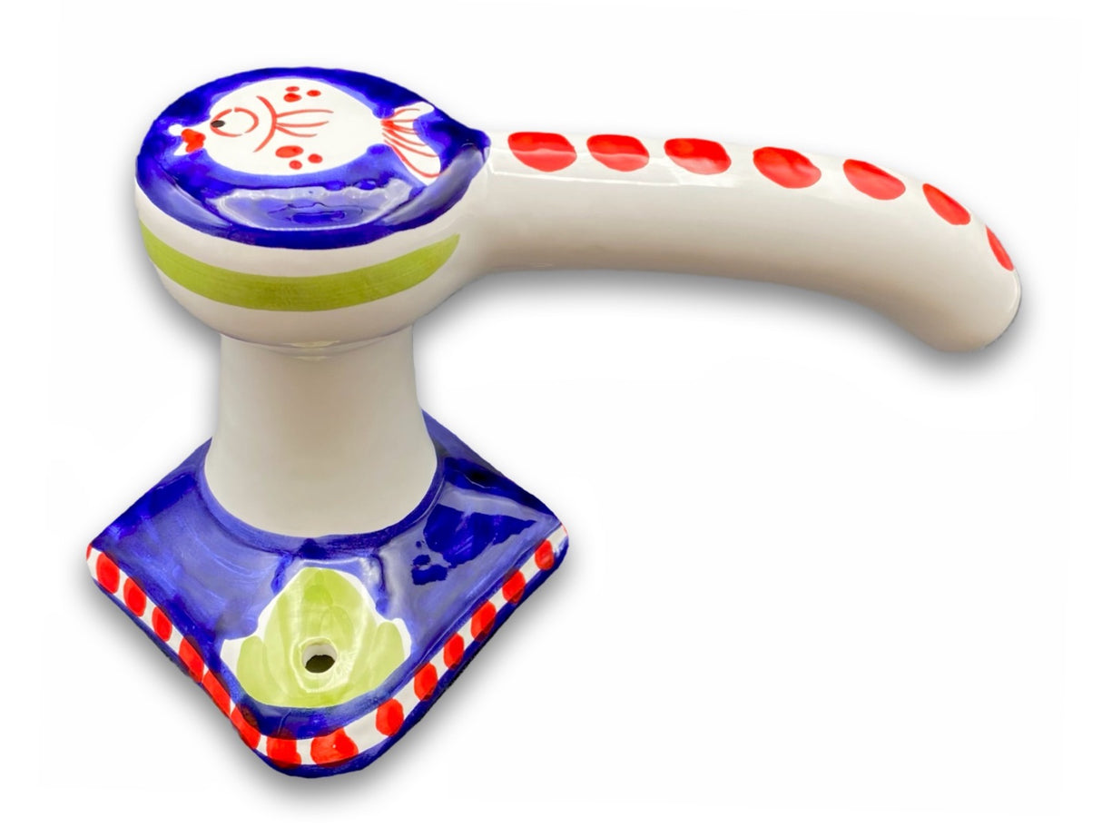 Porta Rotolo Carta Igienica in ceramica vietrese DECORO PESCE PALLA