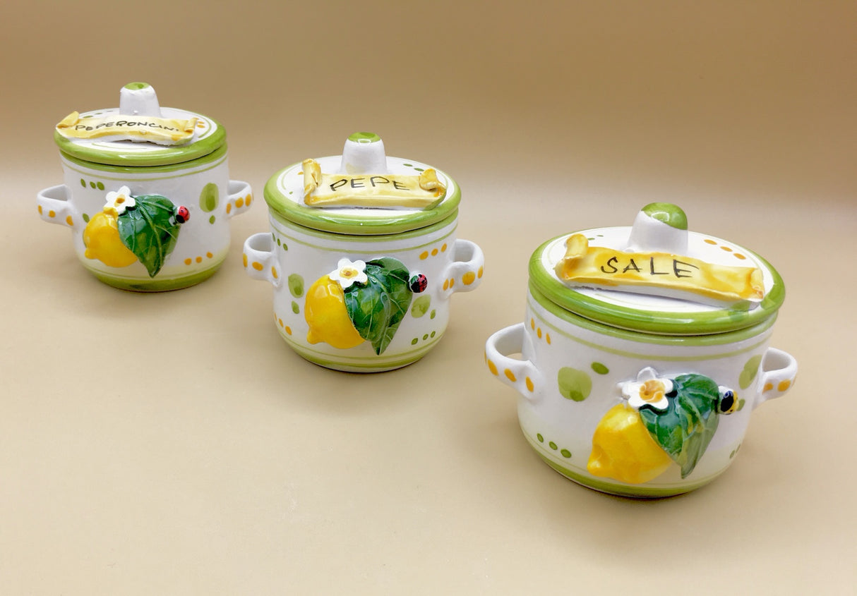 Barattolino porta spezie in ceramica di Vietri Linea Limoni
