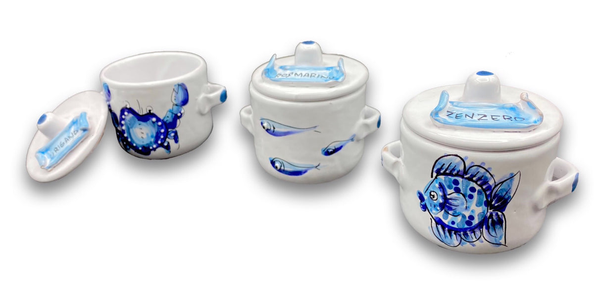 Barattolino porta spezie in ceramica di Vietri Linea Mare