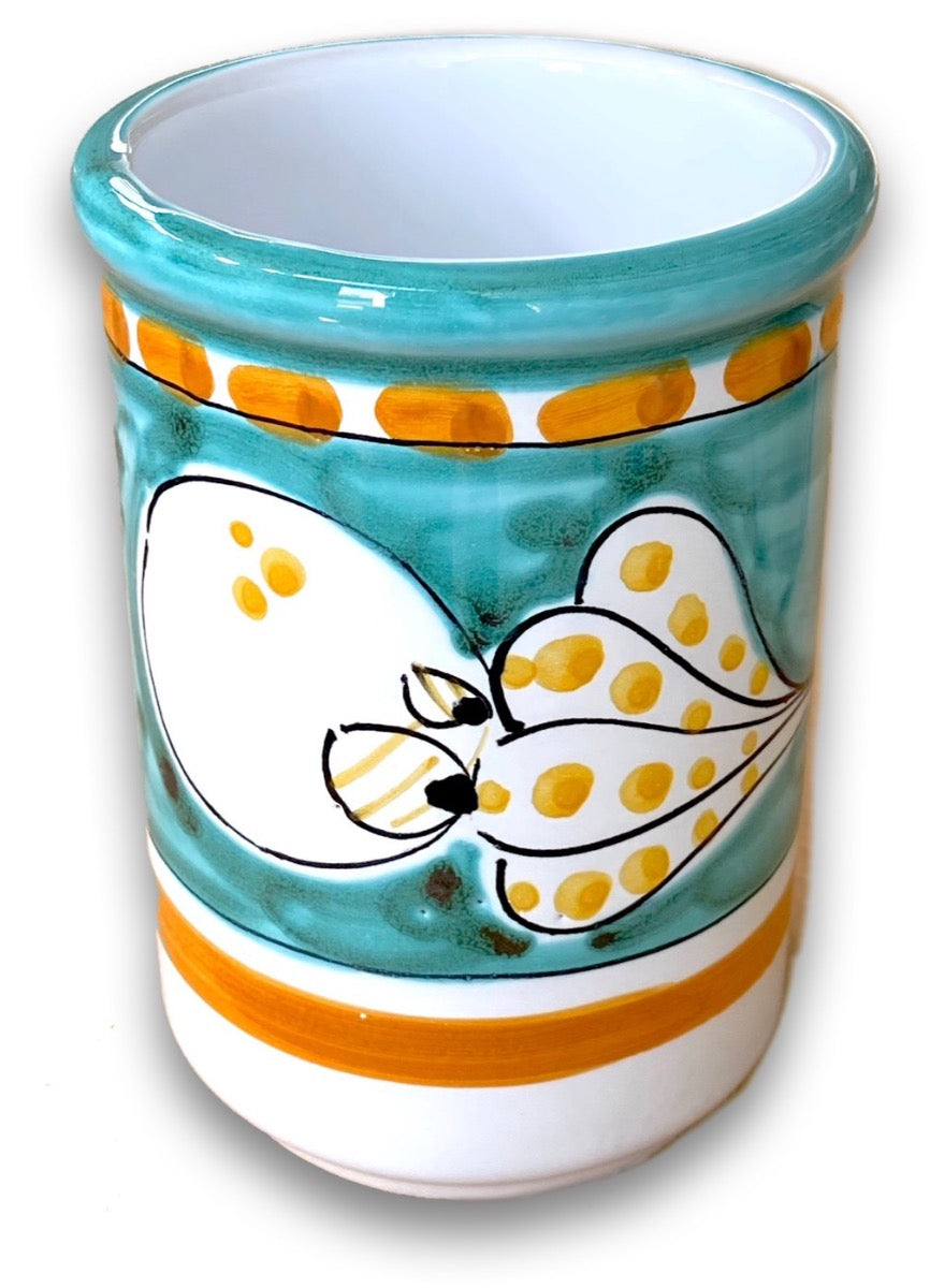 Bicchiere Porta spazzolini in da denti in ceramica vietrese DECORI MISTI