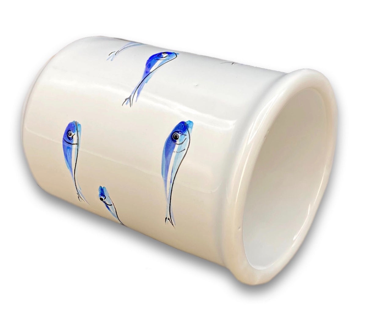 Bicchiere porta spazzolini in ceramica di Vietri Linea Mare