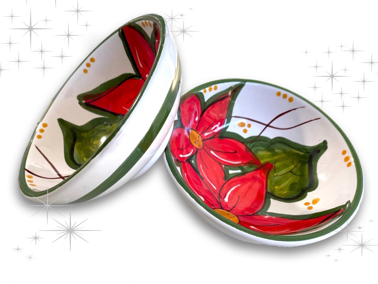 Coppetta Natale decoro stella di Natale in ceramica di Vietri