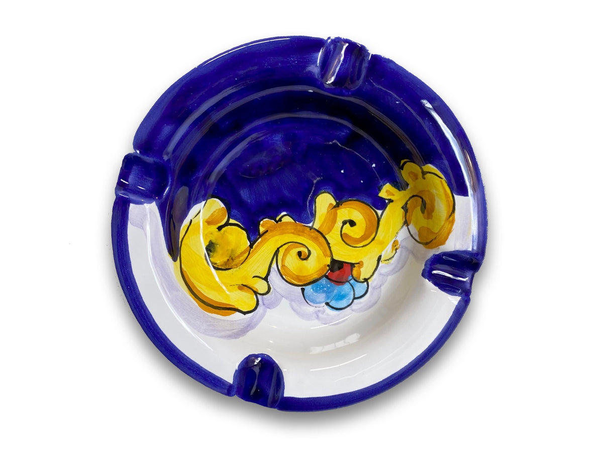 Posacenere rotondo in ceramica di Vietri