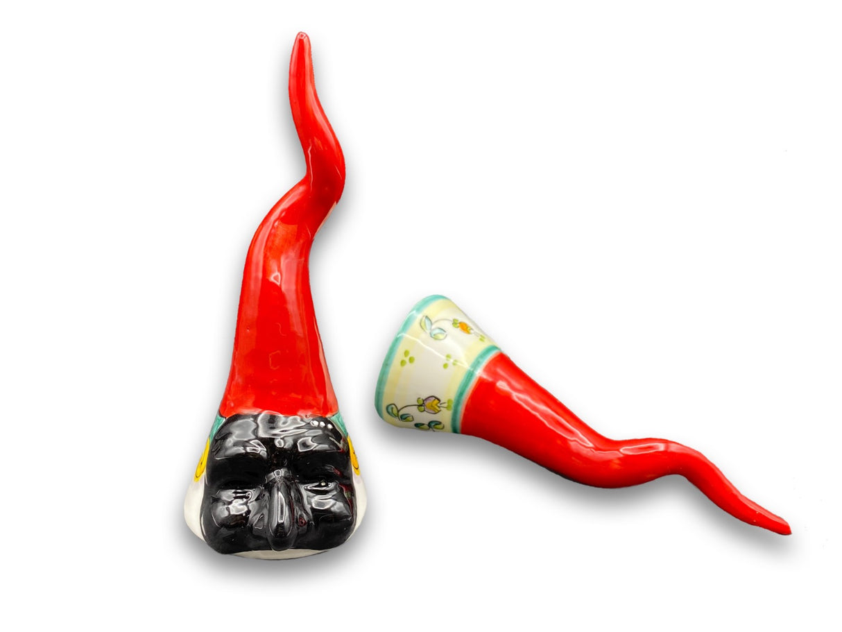 Corno con maschera in ceramica di Vietri