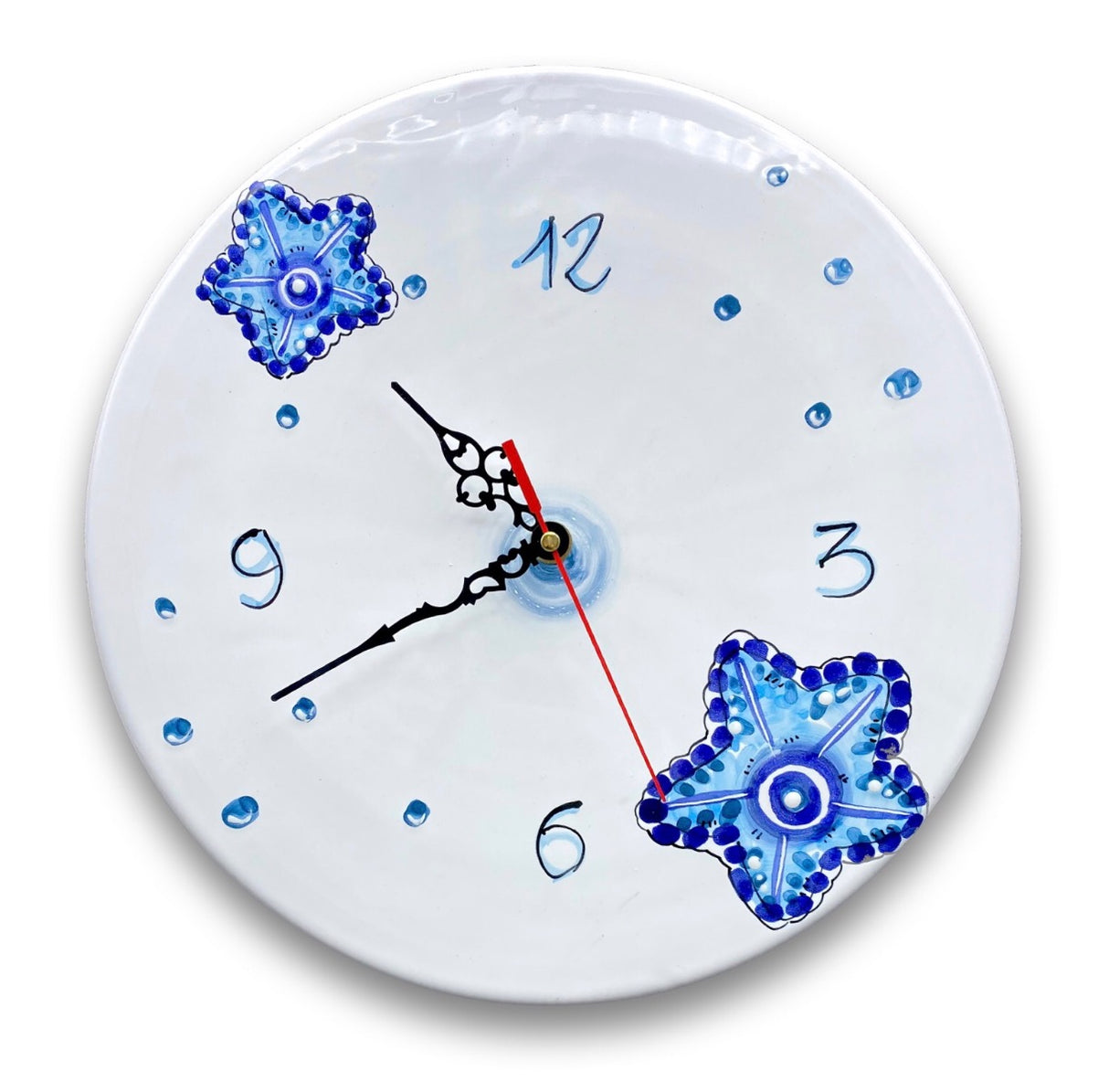 Orologio a disco in ceramica di Vietri Linea Mare Magnum