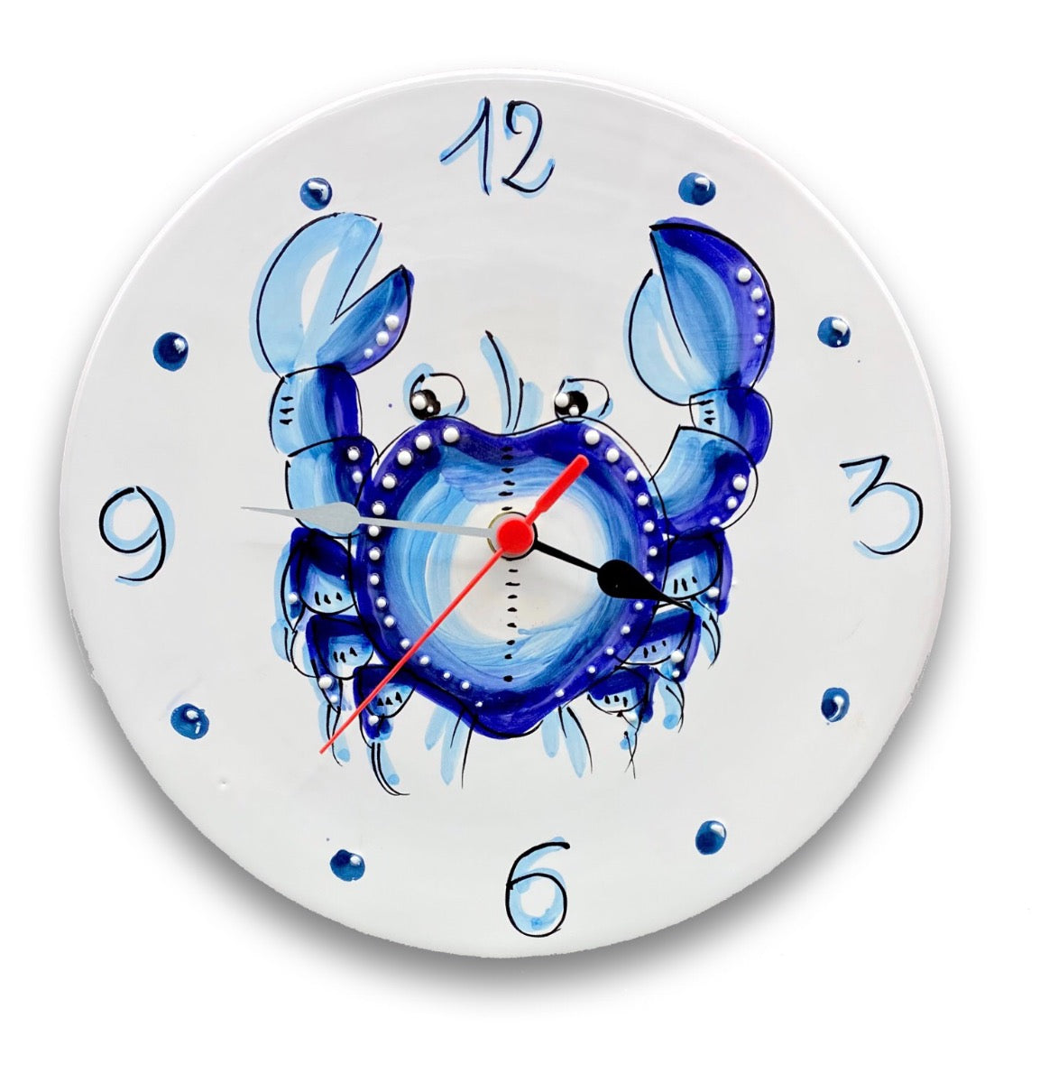 Orologio a disco in ceramica di Vietri Linea Mare Magnum