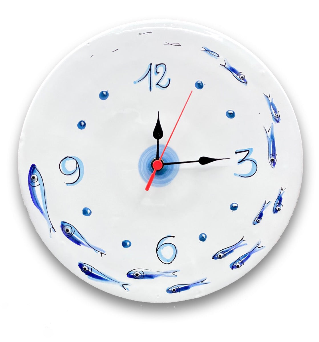 Orologio a disco in ceramica di Vietri Linea Mare Magnum