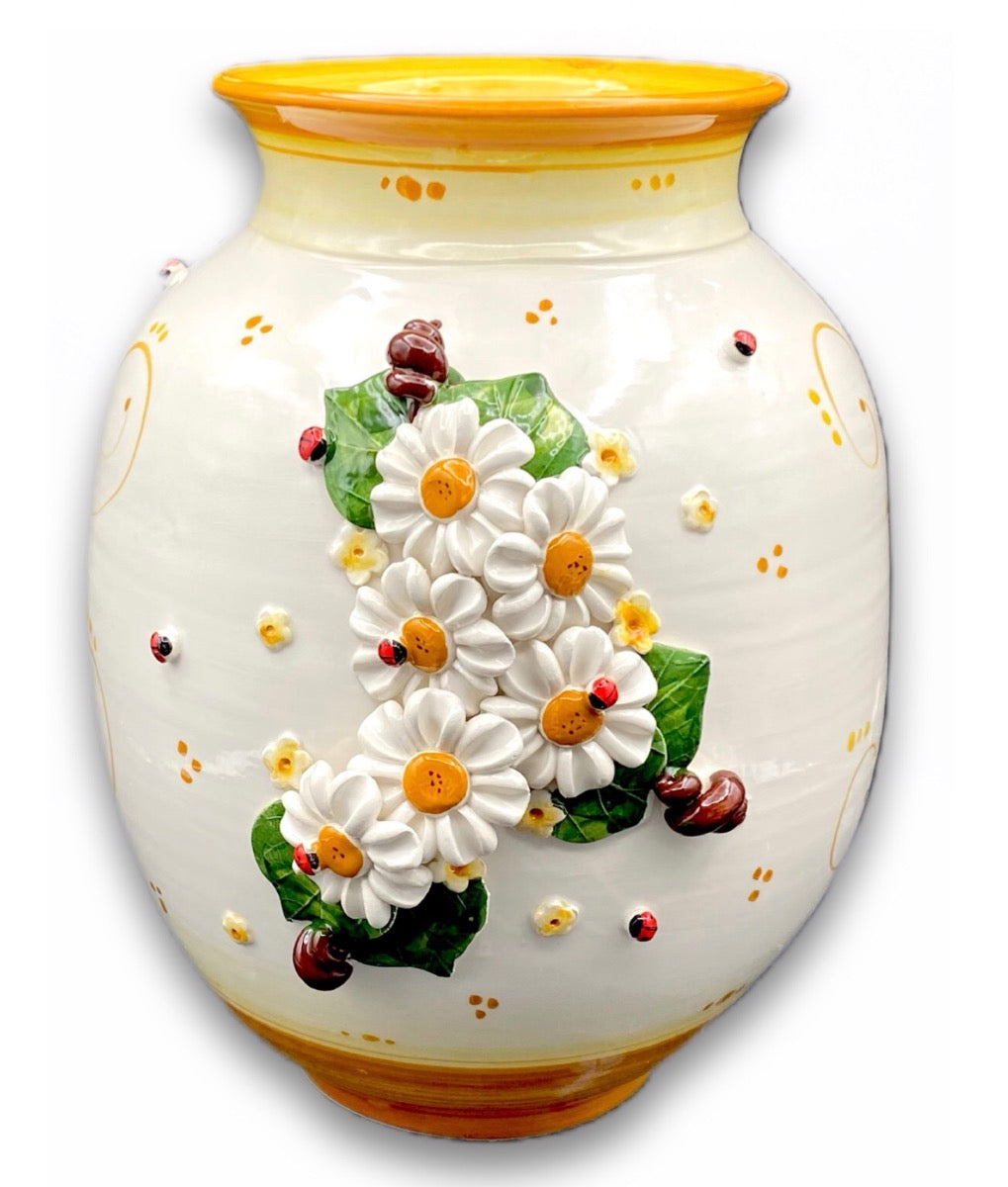 Vaso per Fiori in ceramica vietrese APPLICAZIONE MARGHERITE