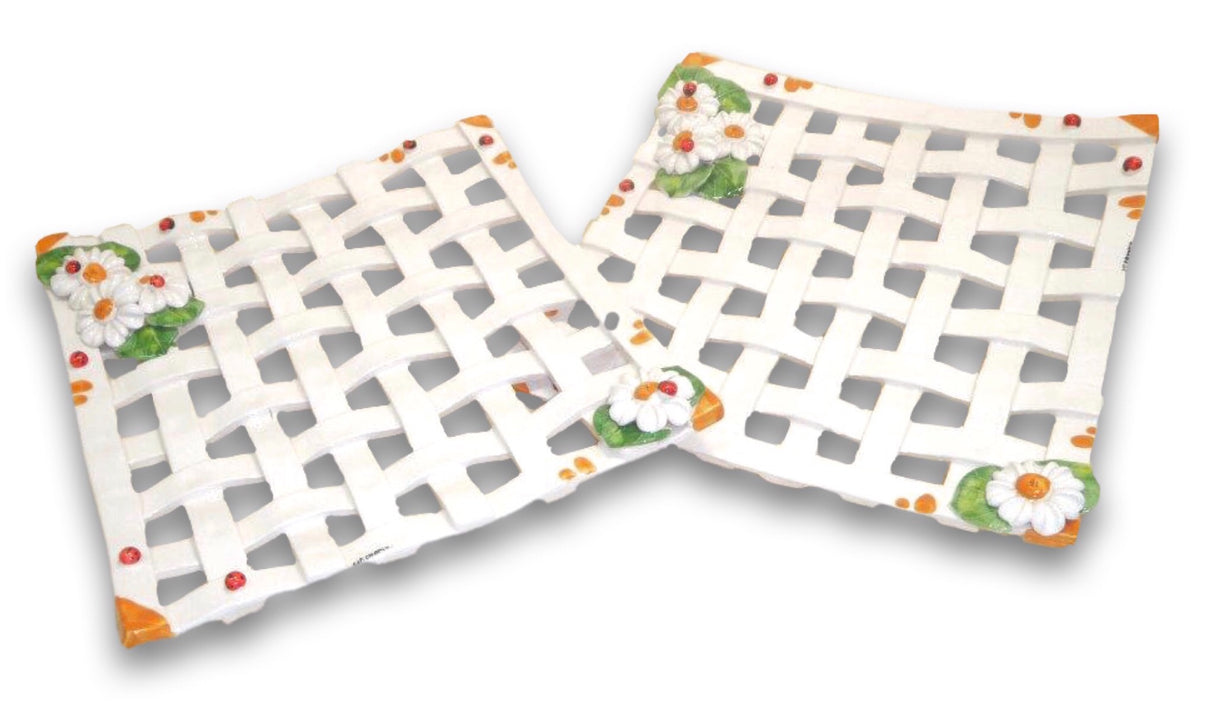 Piatto Intrecciato in Ceramica Vietrese con Angoli Rialzati