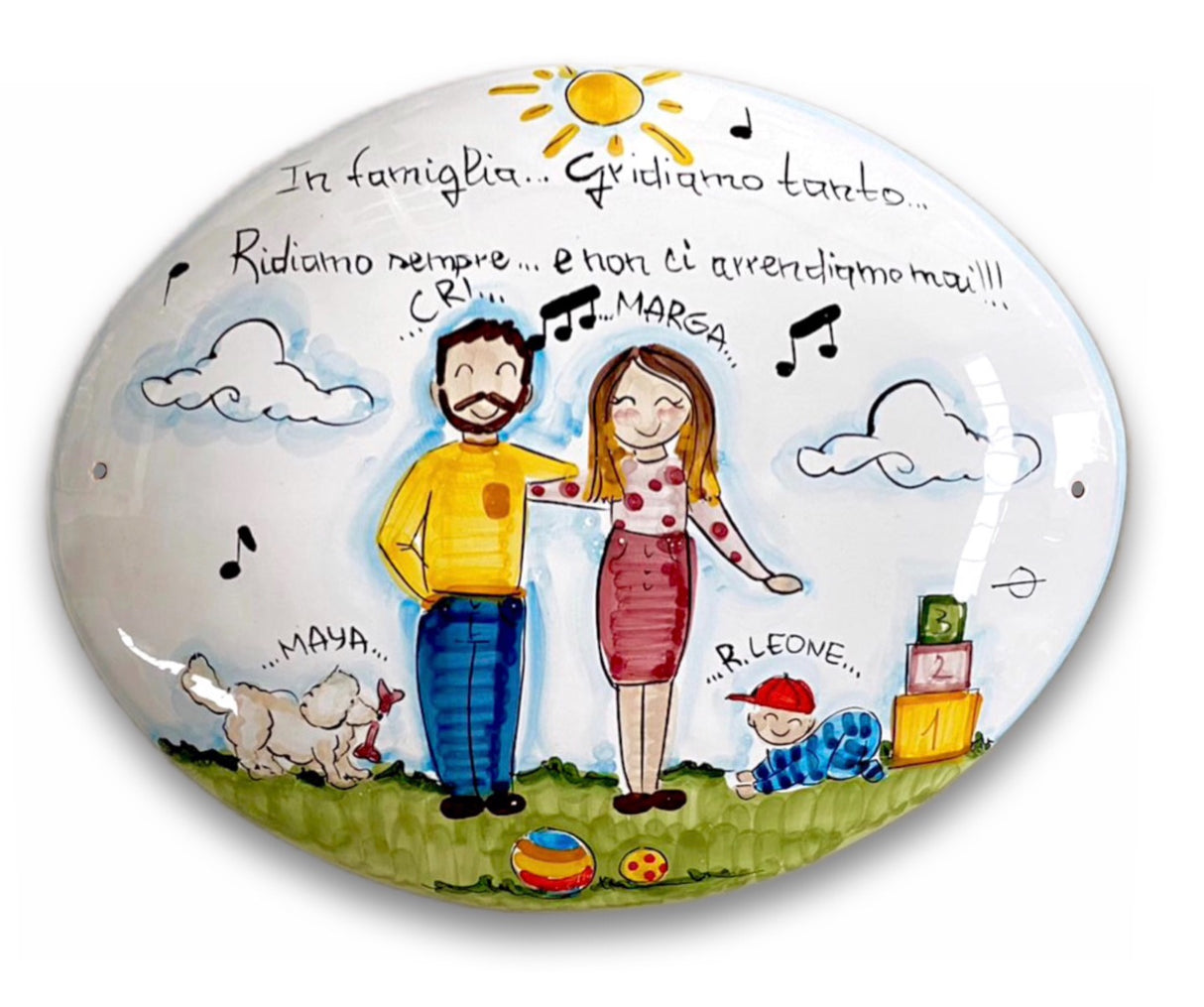 Targa fuori porta Famiglia in ceramica di Vietri