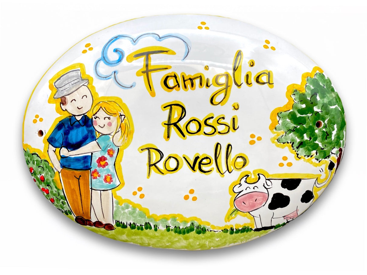 Targa fuori porta Famiglia in ceramica di Vietri