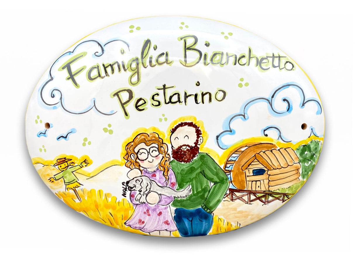Targa fuori porta Famiglia in ceramica di Vietri
