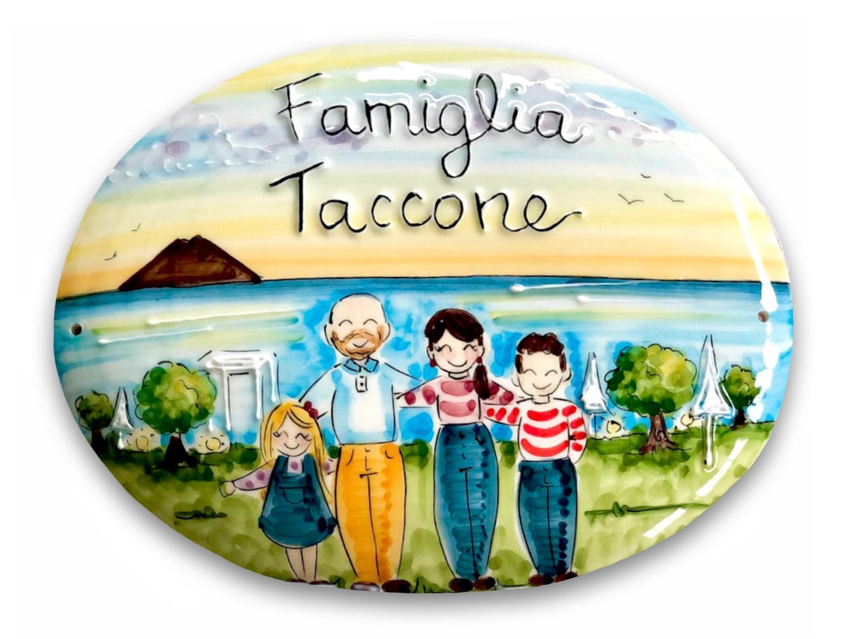 Targa fuori porta Famiglia in ceramica di Vietri