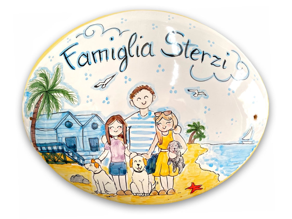 Targa fuori porta Famiglia in ceramica di Vietri