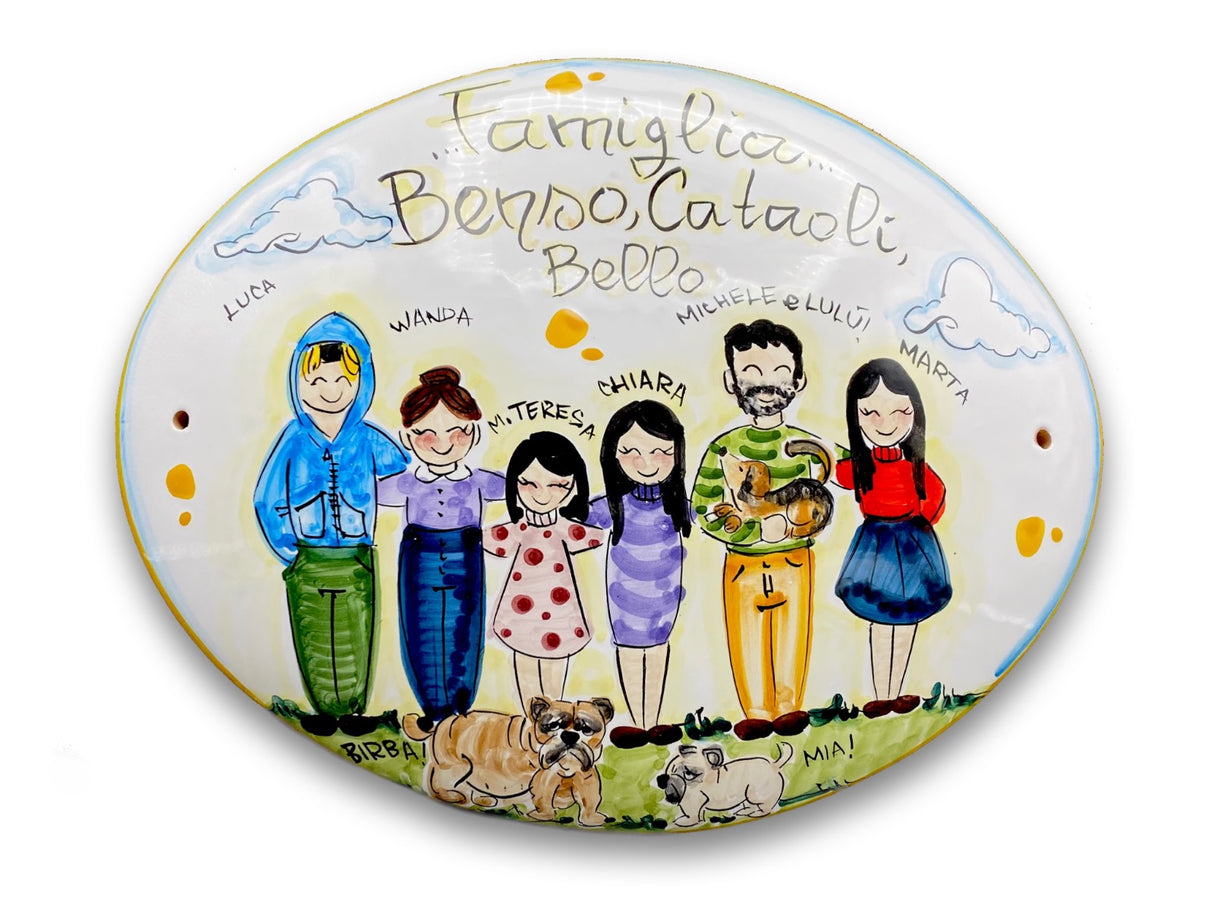 Targa fuori porta Famiglia in ceramica di Vietri
