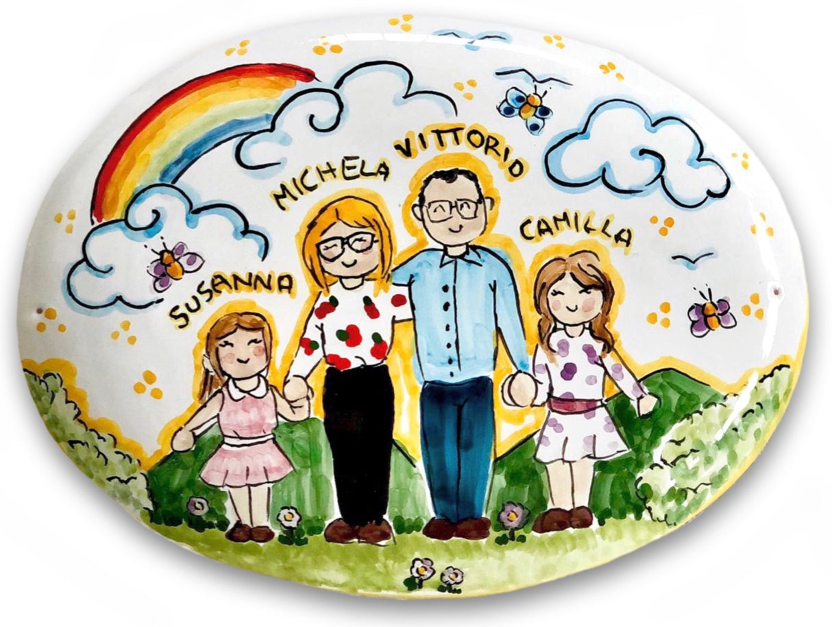 Targa fuori porta Famiglia in ceramica di Vietri