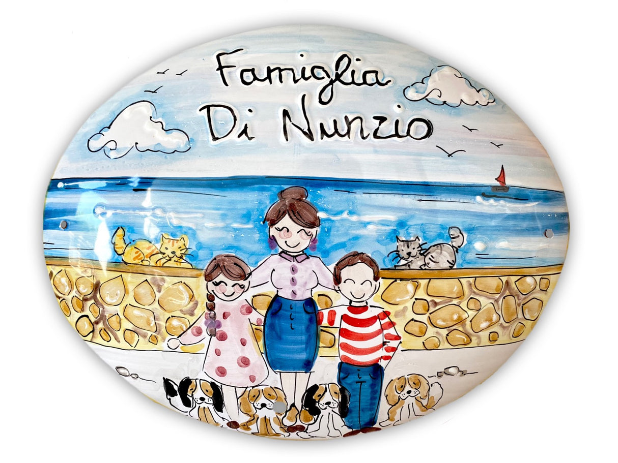 Targa fuori porta Famiglia in ceramica di Vietri