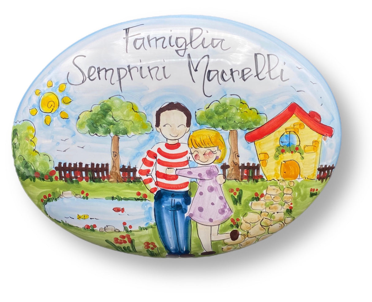 Targa fuori porta Famiglia in ceramica di Vietri