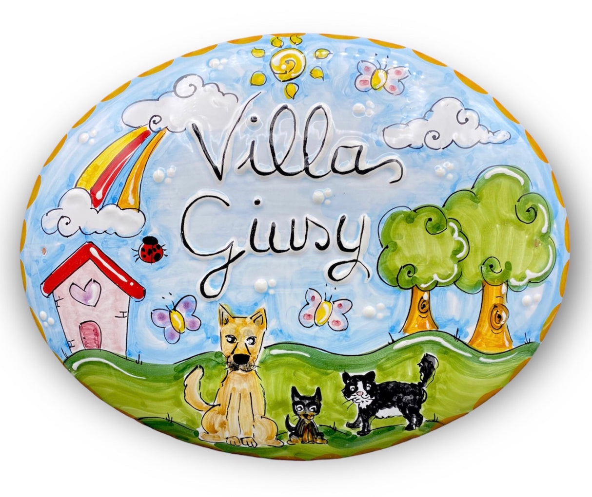 Targa fuori porta Famiglia in ceramica di Vietri