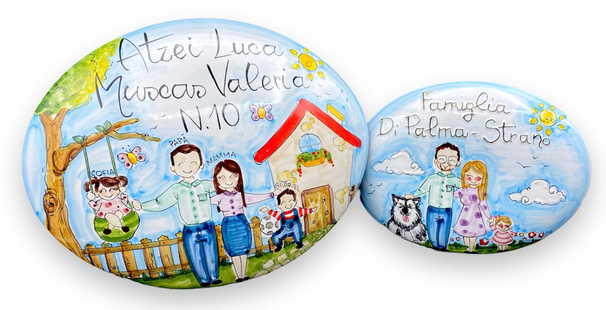 Targa fuori porta Famiglia in ceramica di Vietri