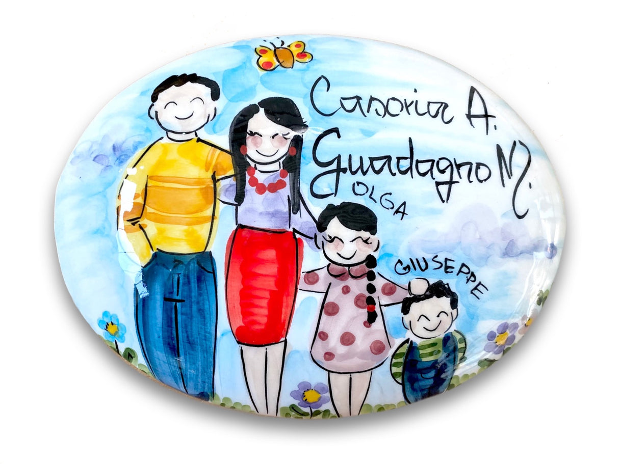 Targa fuori porta Famiglia in ceramica di Vietri