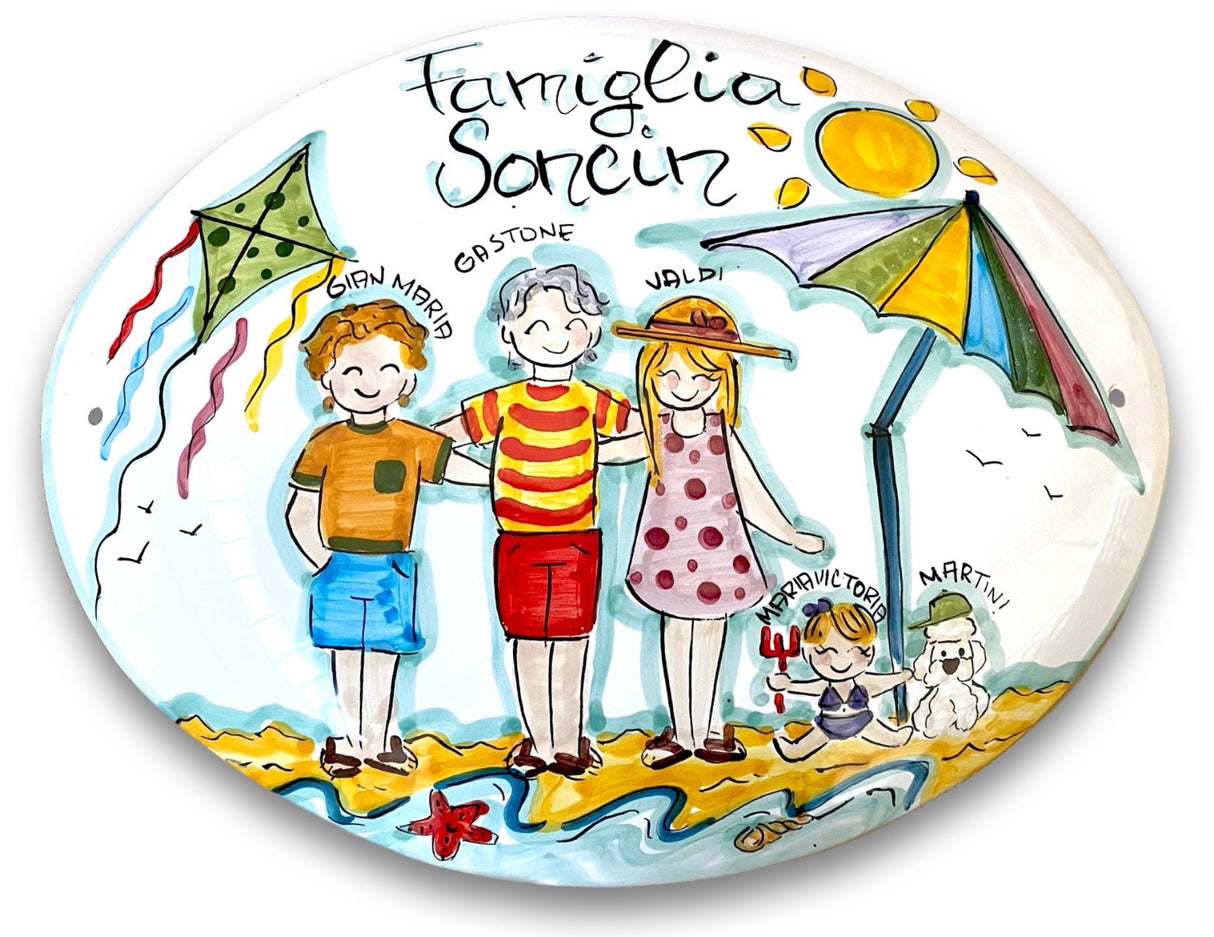 Targa fuori porta Famiglia in ceramica di Vietri