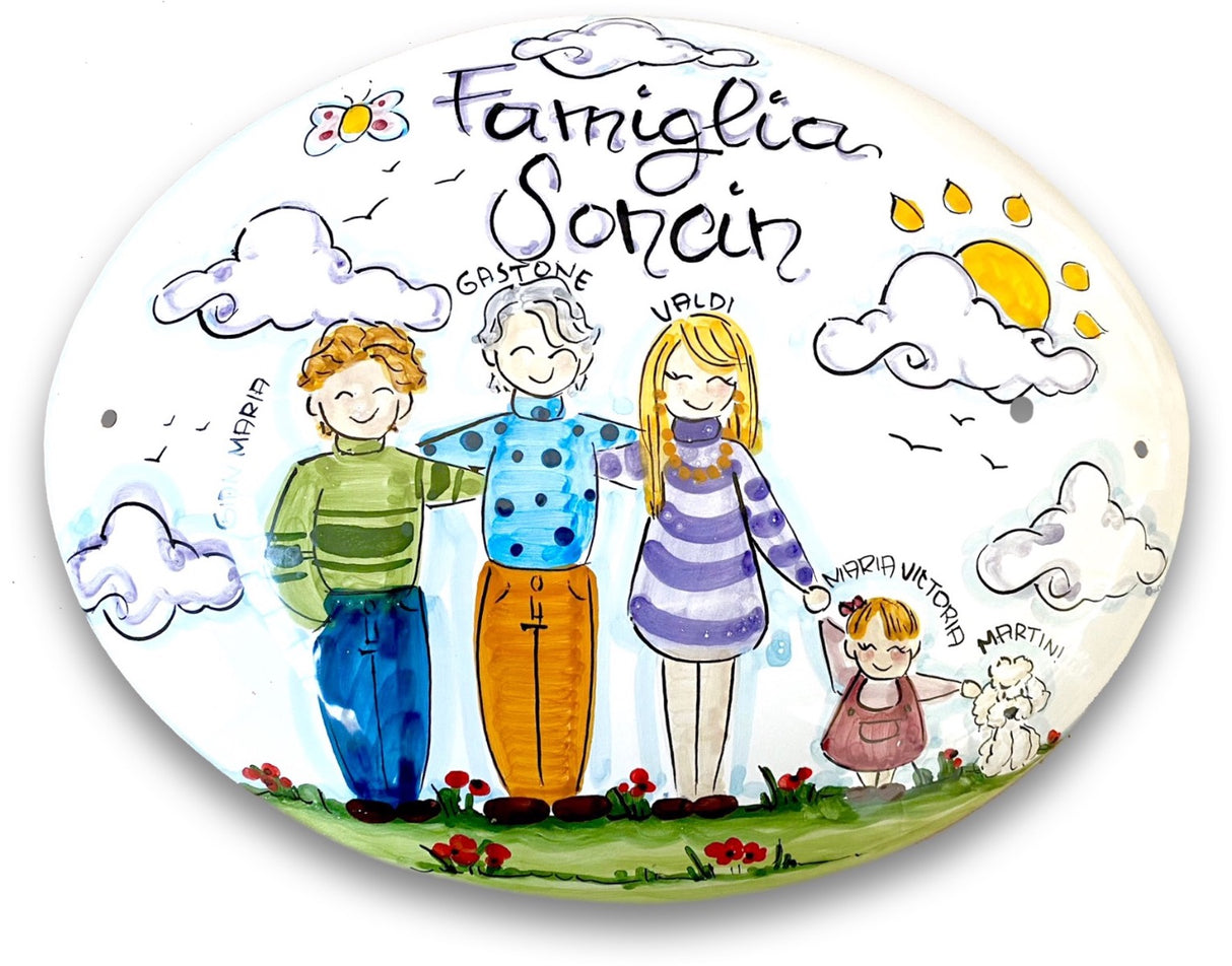 Targa fuori porta Famiglia in ceramica di Vietri