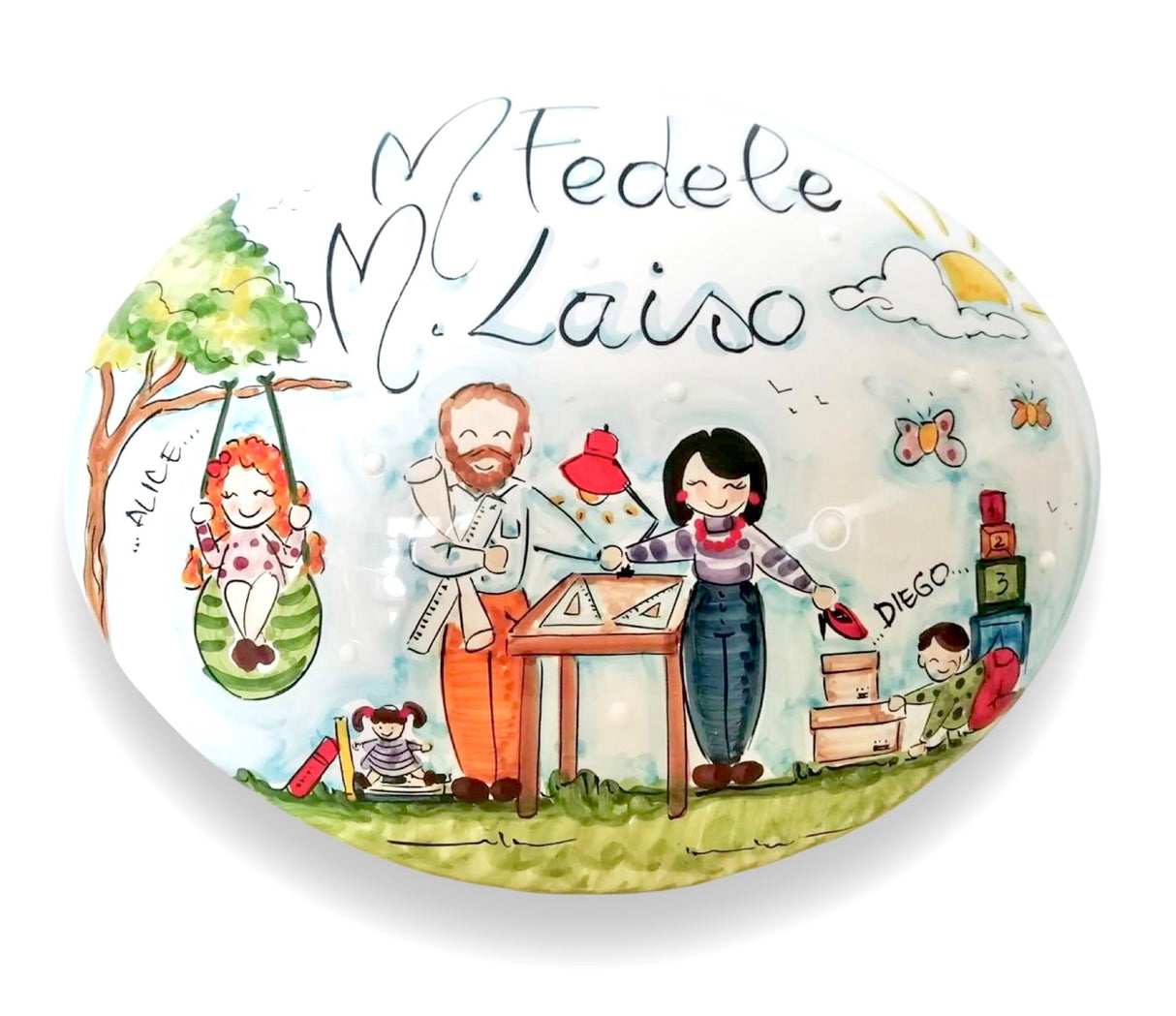 Targa Fuori Porta FAMIGLIA in ceramica vietrese