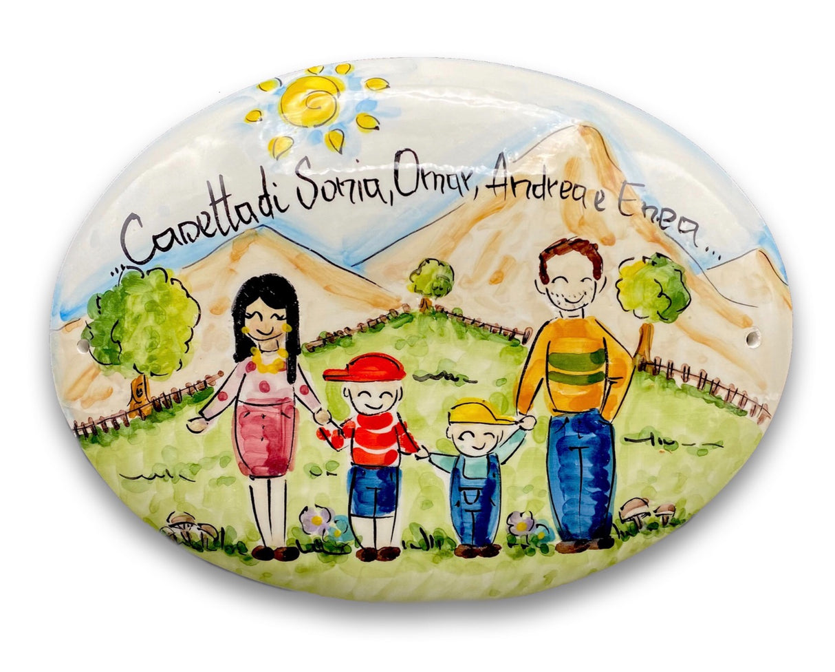 Targa fuori porta Famiglia in ceramica di Vietri