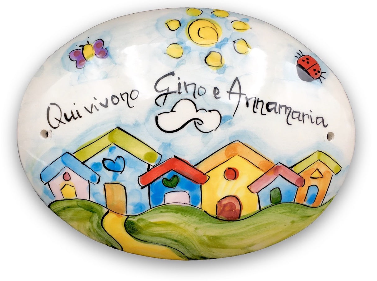 Targa fuori Porta CASETTE in ceramica vietrese