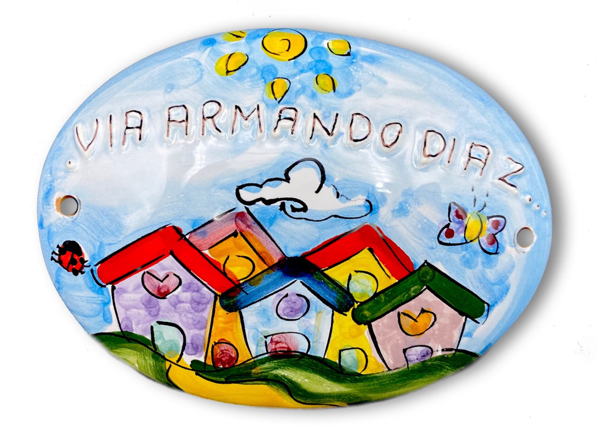 Targa fuori porta Casette in ceramica di Vietri