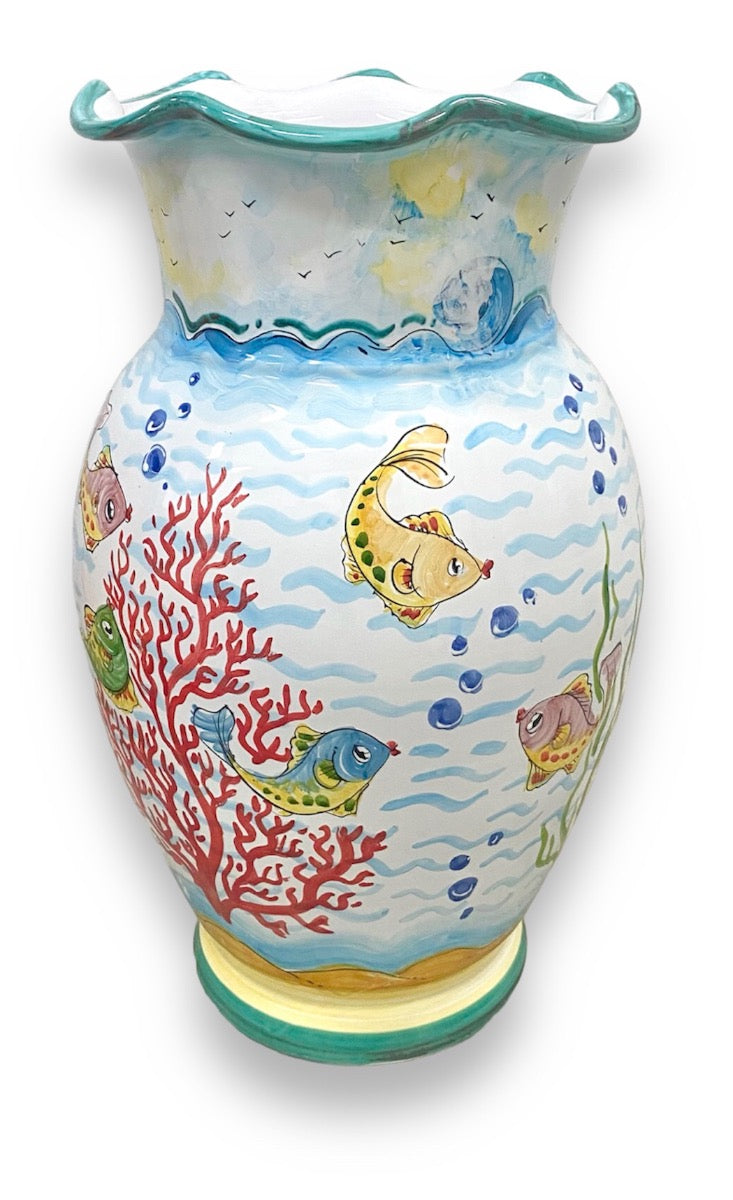 Porta ombrelli smerlato in ceramica di Vietri