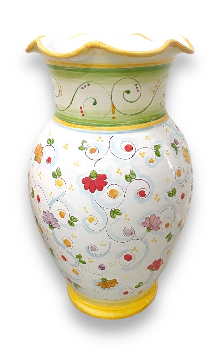 Porta ombrelli smerlato in ceramica di Vietri