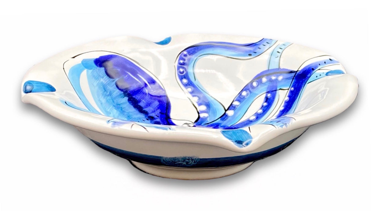 Posacenere con bordo in ceramica di Vietri linea mare magnum