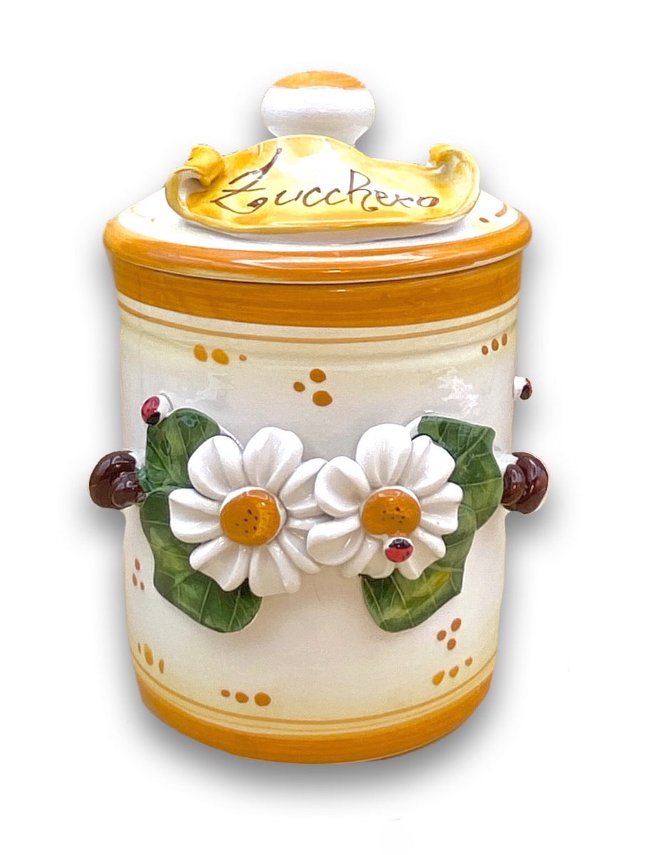 Barattolo in Ceramica Vietrese APPLICAZIONE MARGHERITE