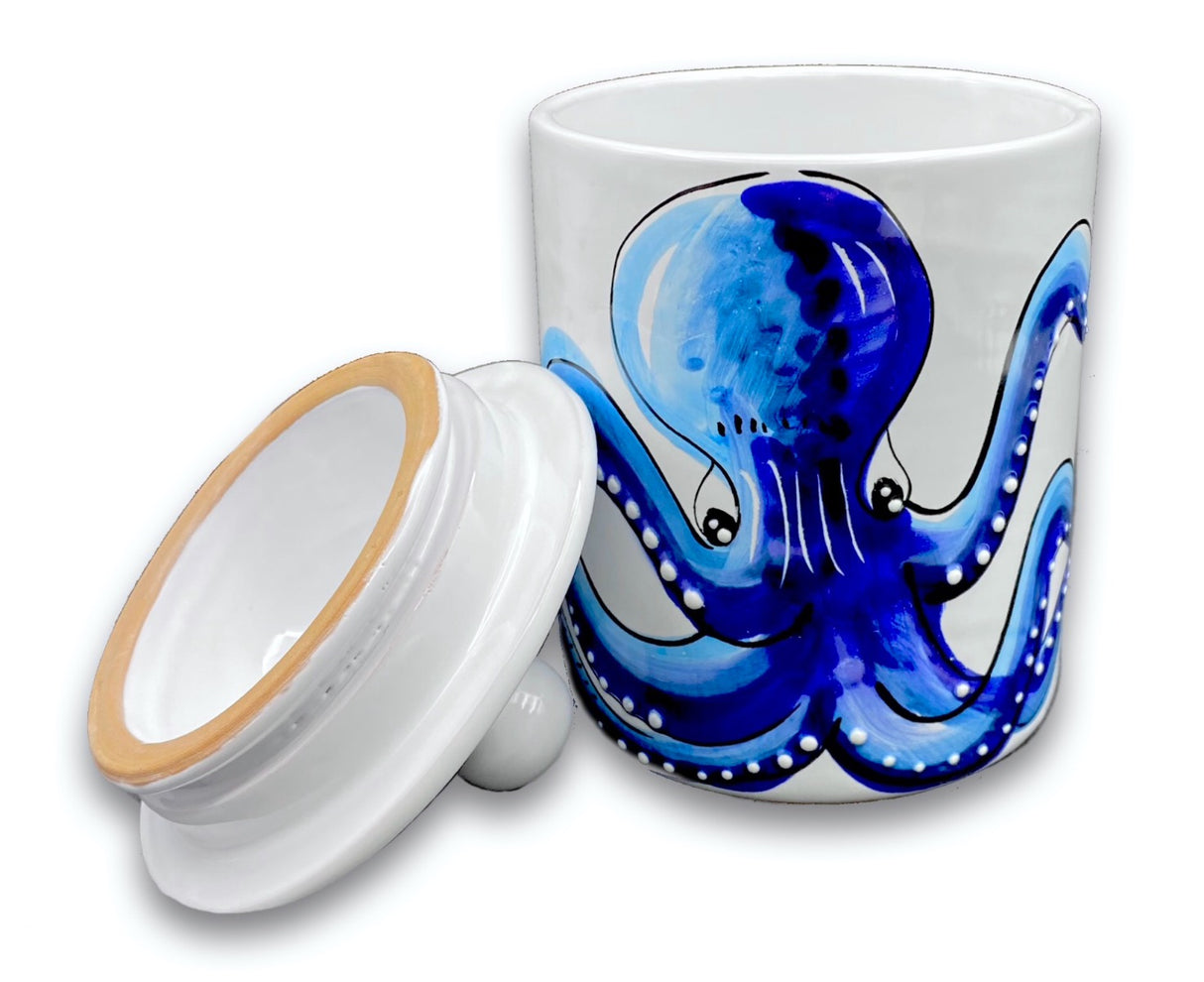 Barattolo con guarnizione in ceramica vietrese