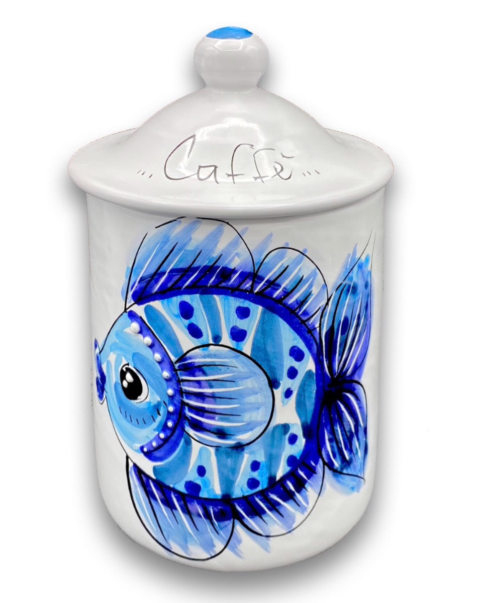 Barattolo con guarnizione in ceramica vietrese