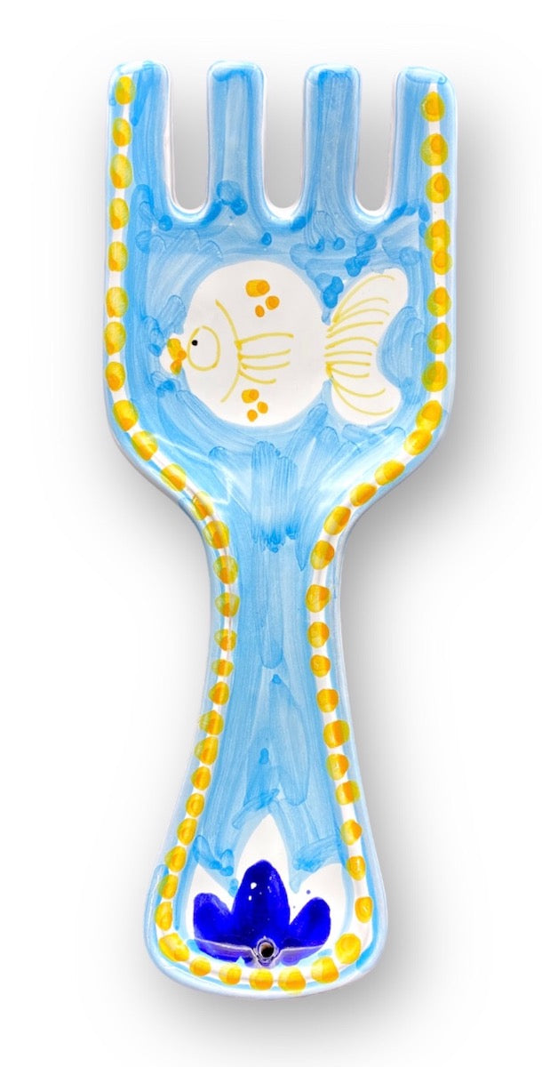 Poggiamestolo a forchetta in ceramica di Vietri