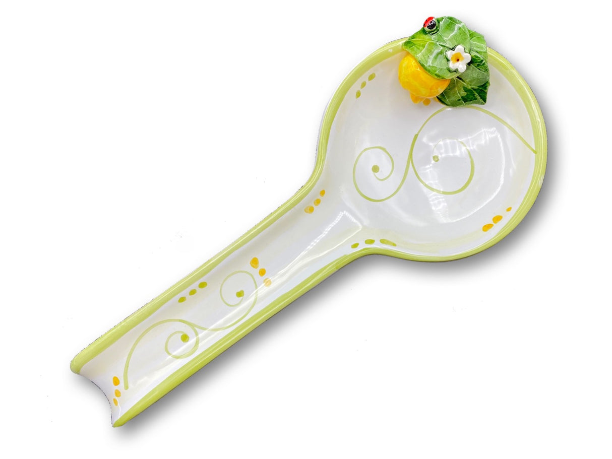 Poggiamestolo Roma in ceramica vietrese APPLICAZIONE LIMONI