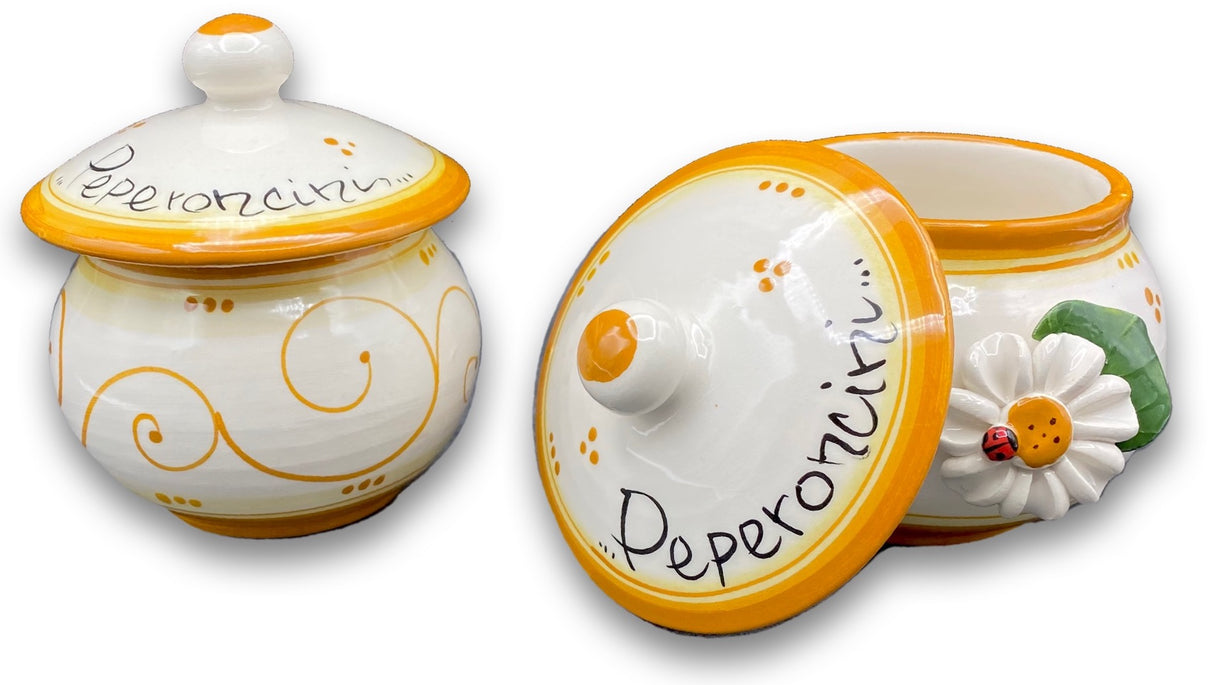 Porta peperoncini forato in ceramica di Vietri linea Le Margherite